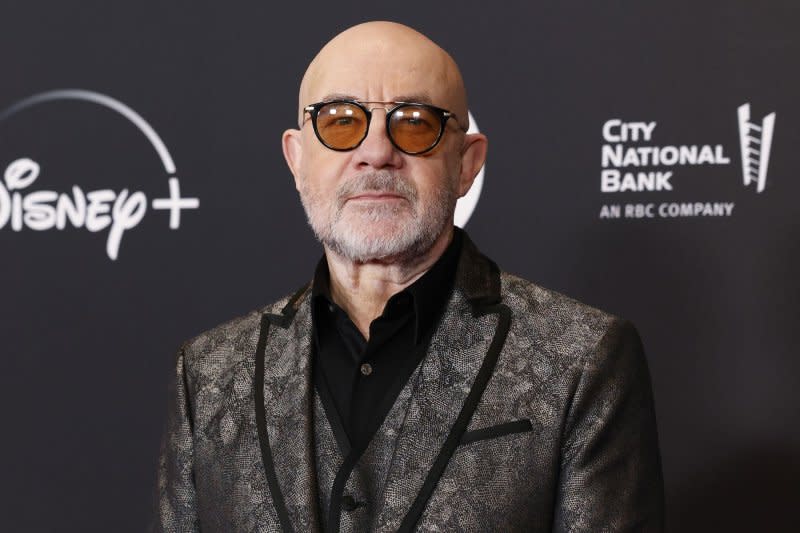 Bernie Taupin arrives on the red carpet at the 38th Annual Rock & Roll Hall Of Fame Induction Ceremony at Barclays Center on Friday in New York City. Photo by John Angelillo/UPI