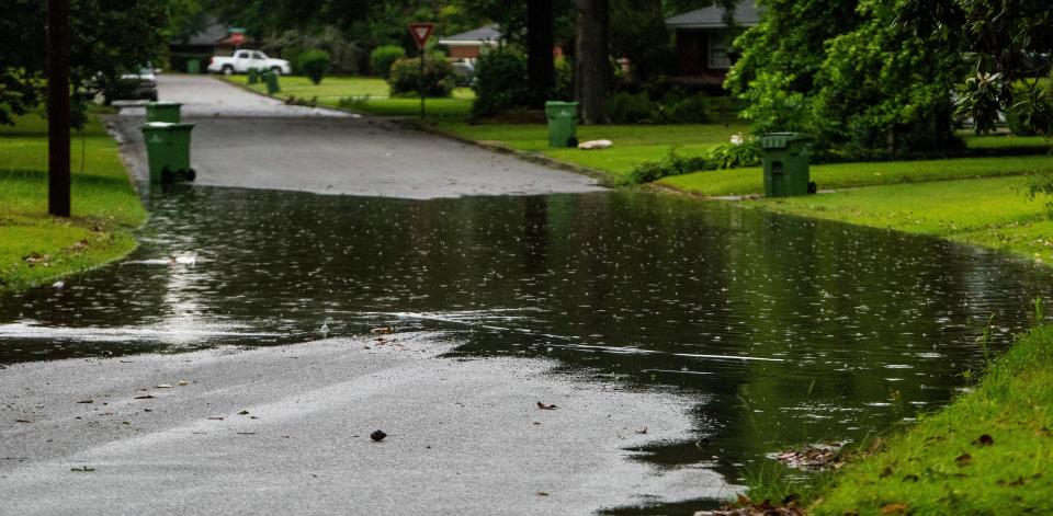 Standing water in the Dalraida neighborhood in Montgomery, Ala., on Thursday June 15, 2023, after overnight storms.