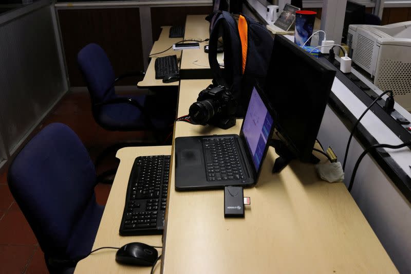 A view of the workplace of photojournalist Villagomez Tapia of the local newspaper El Heraldo de Juarez, who was shot dead by unknown assailants, according to local media, in Ciudad Juarez