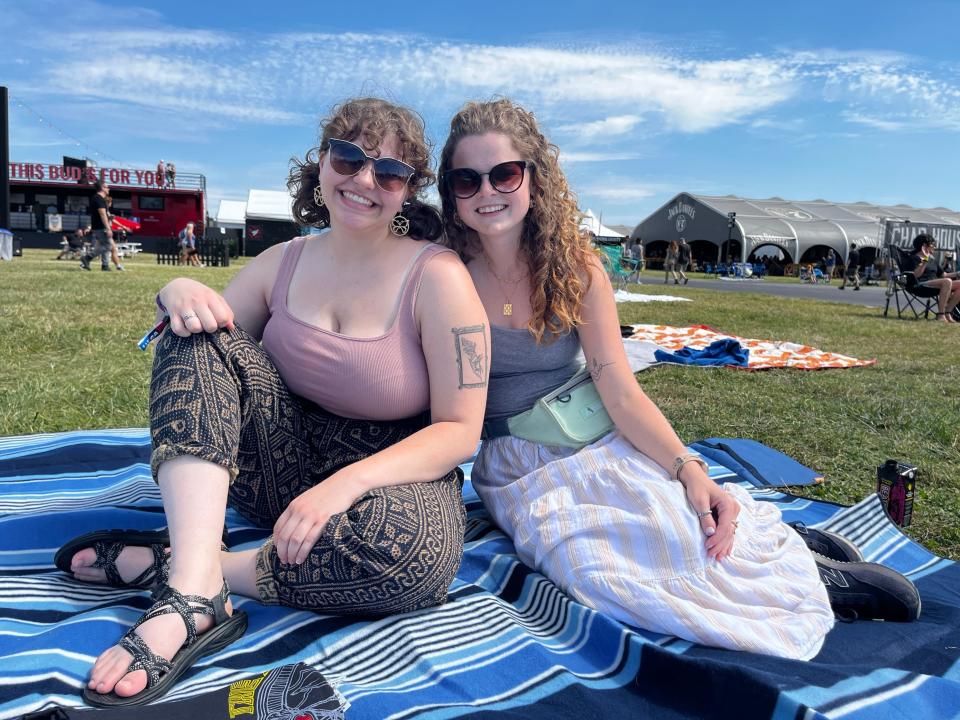 Lydia Yates, left, from Lexington came with her best friend Amelia Barracca, right, from Bowling Green. This is their first Bourbon and Beyond and they are excited to see The Avett Brothers.