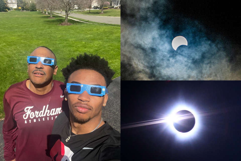 Photos sent in by Short List readers during the solar eclipse on Monday, April 8, 2024. From Mike Wright, Glenn Murray and Jim Marcum.