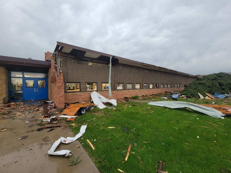 The Castlewood school was severely damaged by a Thursday evening tornado.