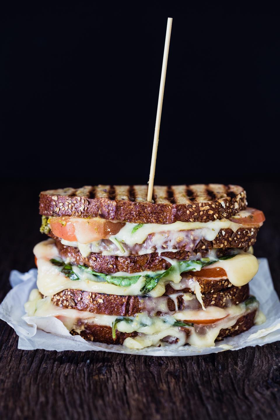 These caprese grilled cheese sandwiches are a delicious comfort-food classic that the whole family will love. <a href="https://www.epicurious.com/recipes/food/views/caprese-grilled-cheese-sandwich?mbid=synd_yahoo_rss" rel="nofollow noopener" target="_blank" data-ylk="slk:See recipe.;elm:context_link;itc:0;sec:content-canvas" class="link ">See recipe.</a>