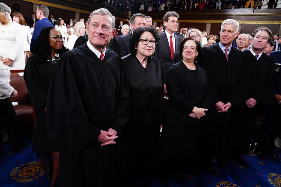 PHOTO: Supreme Court Justices attend President Joe Biden's State of the Union address to a joint session of Congress in Washington, Mar. 7, 2024. (Shawn Thew/POOL/AFP via Getty Images)