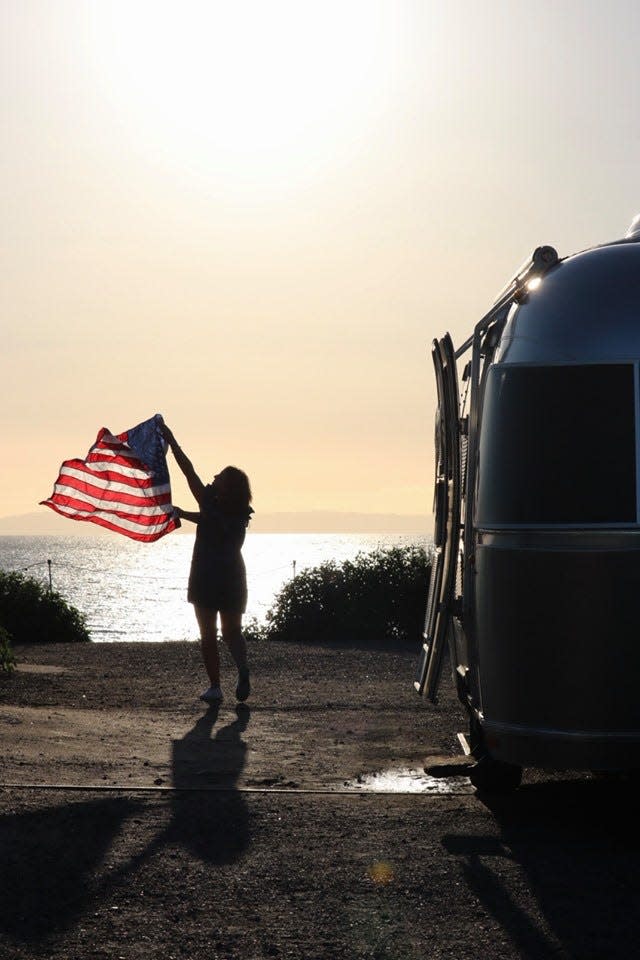 Jaci Cederberg gets around in an International Serenity Airstream in Laguna Beach, Calif.