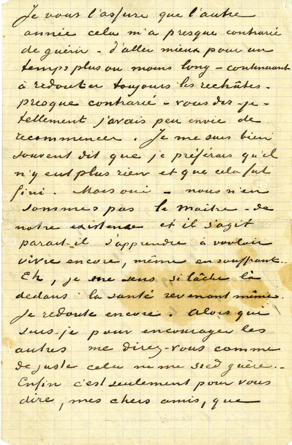 This undated photo provided by Profiles in History shows a Jan. 20, 1890 letter from artist Vincent Van Gogh to Joseph and Marie Ginoux. The letter, handwritten in French, is estimated to bring $200,000 to $300,000 when offered at auction by Profiles in History on Dec. 18, 2012. (AP Photo/Profiles in History)