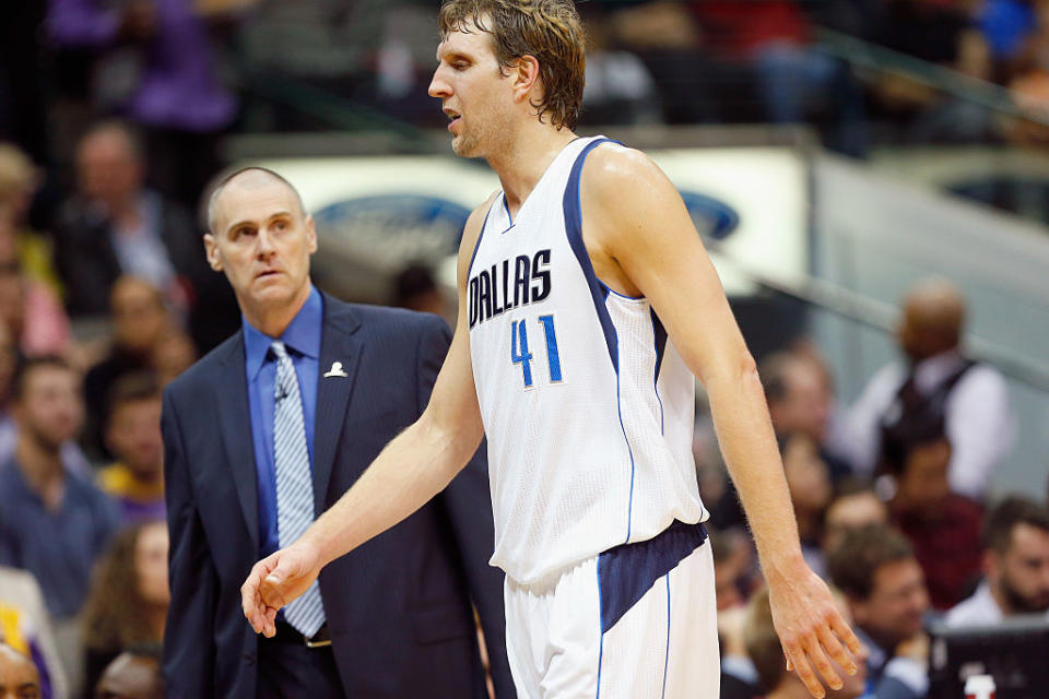 After all these years, Rick Carlisle and Dirk Nowitzki still give Dallas a solid foundation. (Getty Images)