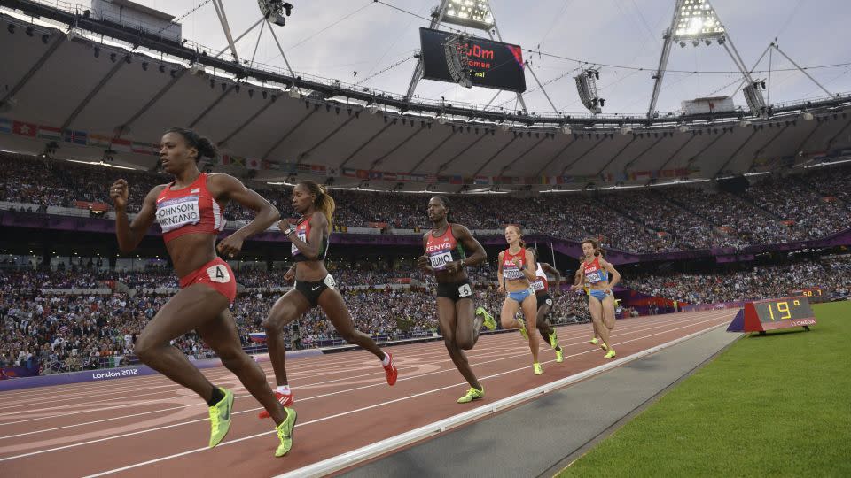 Montaño leading the women's 800-meter final at the 2012 Olympics. - Stu Forster/Getty Images