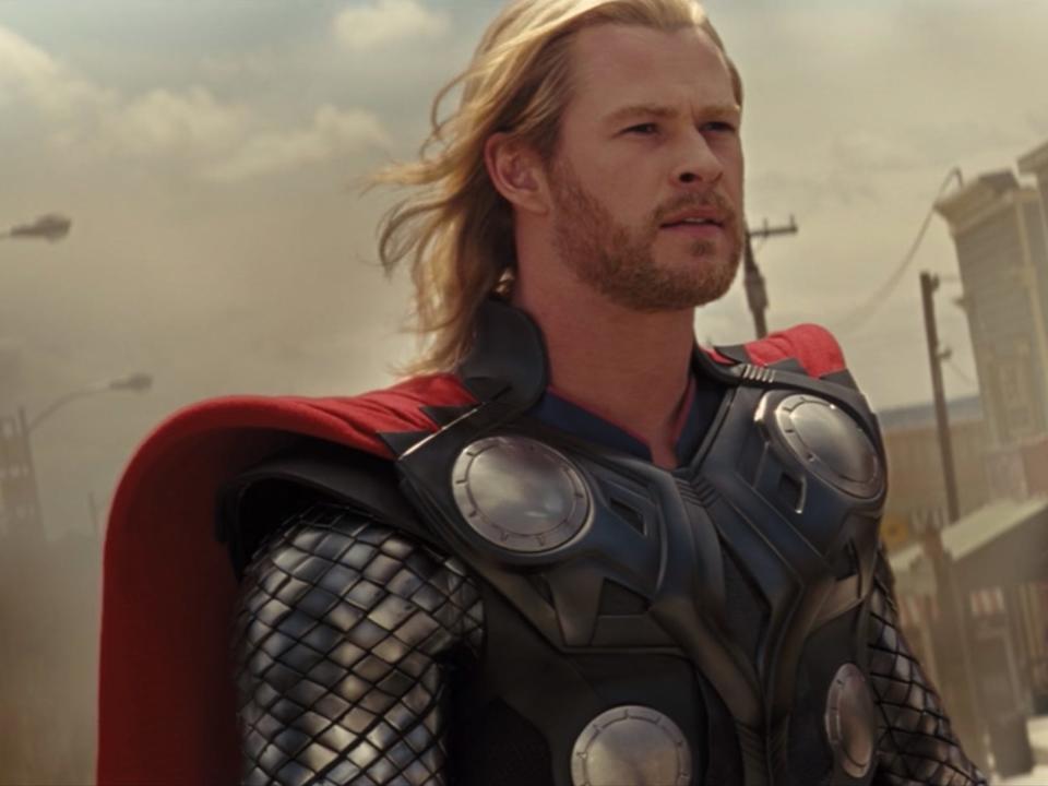 Thor and Jane in the first "Thor" movie.