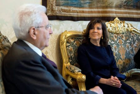 Italian President Sergio Mattarella speaks with new elected Senate president Maria Elisabetta Alberti Casellati  at the Quirinale palace in Rome, Italy, April 18, 2018.  Italian Presidential Press Office/Handout via REUTERS