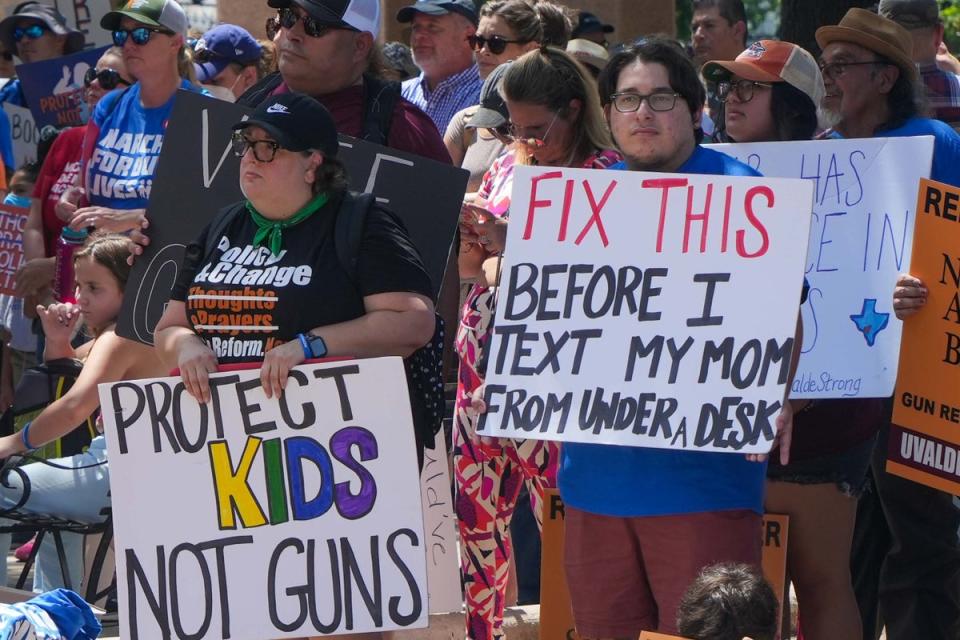 Protesters call for Gov Greg Abbott to call a special legislature to raise the minimum age (Xinhua/Shutterstock)