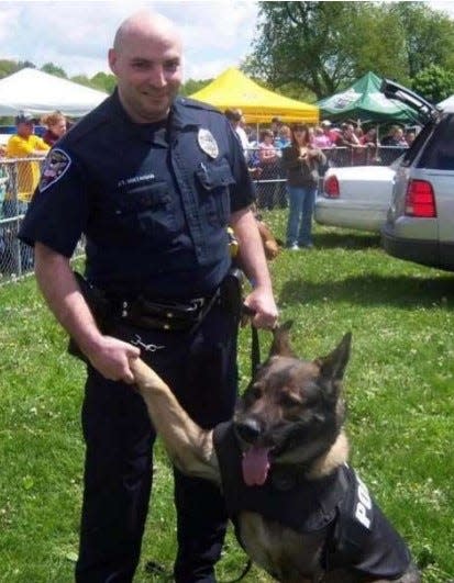 Twinsburg police officer Joshua Miktarian and his K-9, Bagio.