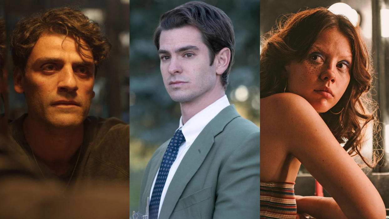  Oscar Isaac, Andrew Garfield, and Mia Goth 