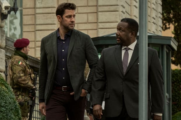 John Krasinski (Jack Ryan) and Wendell Pierce (James Greer) in "Tom Clancy's Jack Ryan"<br><p>Philippe Antonello/Prime Video</p>