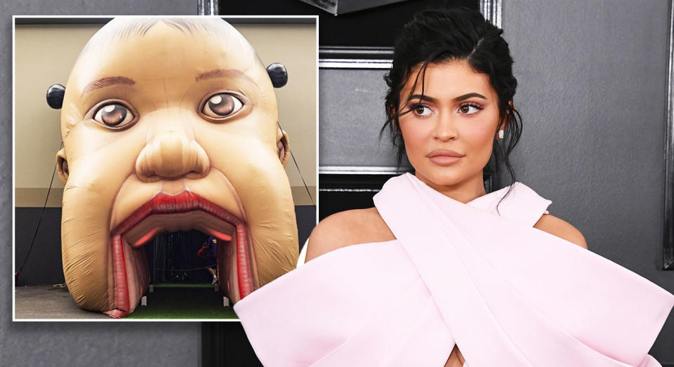 Kylie Jenner held a first birthday for Stormi Webster which involved a giant inflatable baby’s head. [Photo: Getty/Instagram]