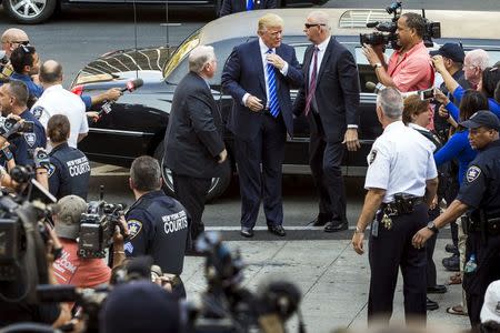 U.S. Republican presidential candidate Donald Trump arrives for jury duty at Manhattan Supreme Court in New York August 17, 2015. REUTERS/Lucas Jackson