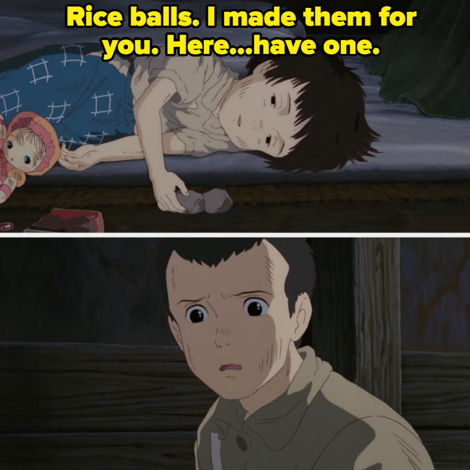 "Rice balls. I made them for you. Here...have one"