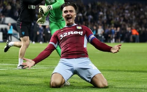 Aston Villa's Jack Grealish celebrates his sides victory during the Sky Bet Championship - Credit: PA