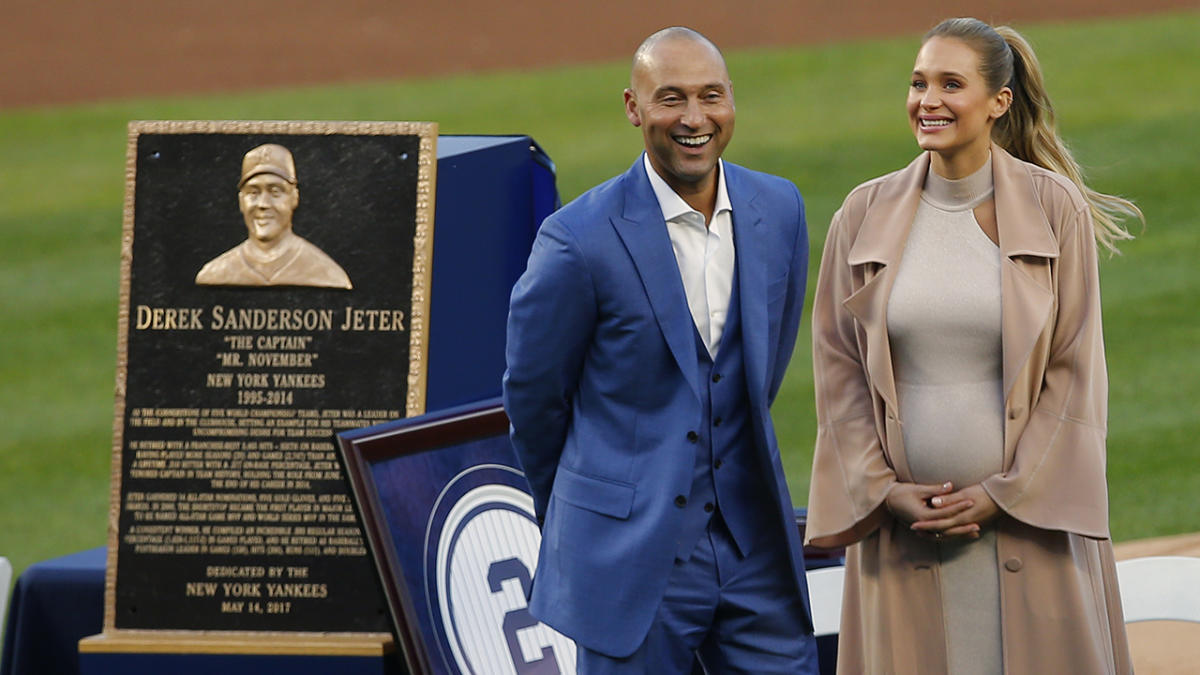 Derek Jeter Honored at Yankee Stadium Alongside Pregnant Wife Hannah,  Admits He's 'Nervous' About Fatherhood