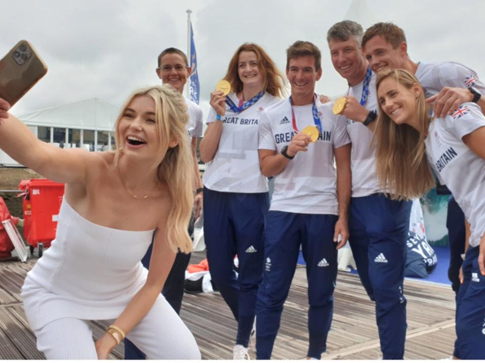 Former Queen of the Jungle Georgia Toffolo takes a selfie with Team GB athletes at Southampton International Boat Show (Jamie Nagioff/Ready10)