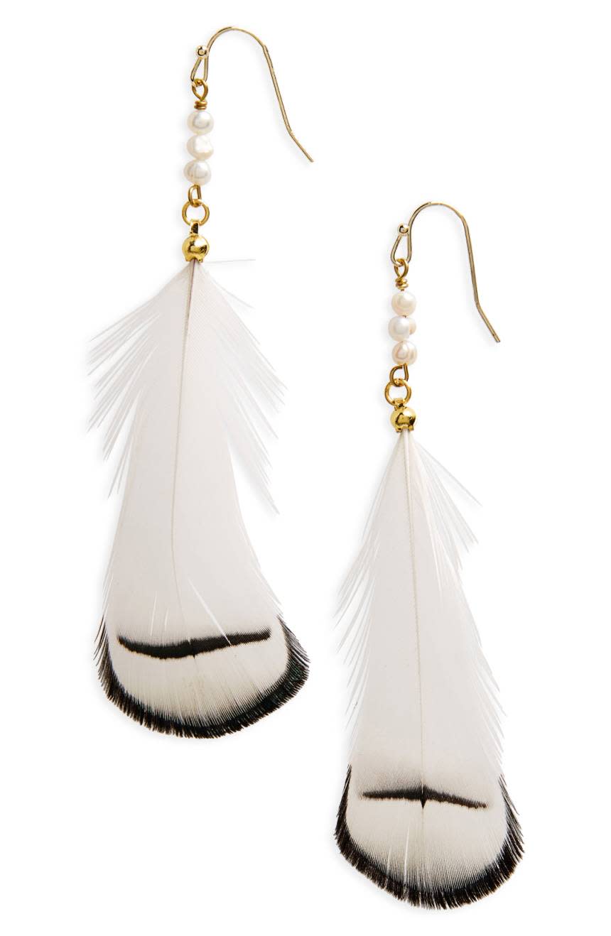 Feather & Pearl Earrings