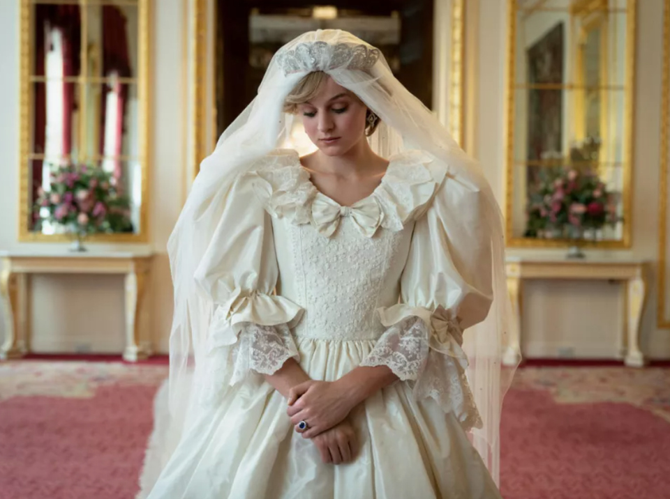 <p>Corrin’s Diana in the moments before her wedding to Prince Charles (Josh O’Connor)</p>Netflix