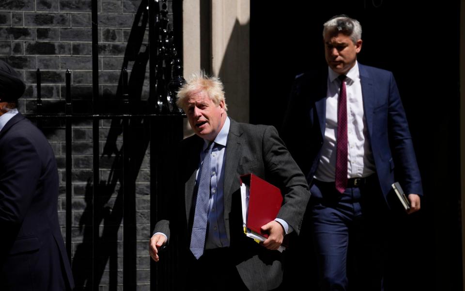 Steve Barclay is pictured leaving 10 Downing Street with Boris Johnson on June 15 - Matt Dunham /AP