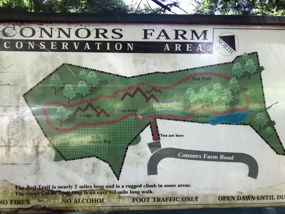 Trail map of Connors Farm Conservation Area.