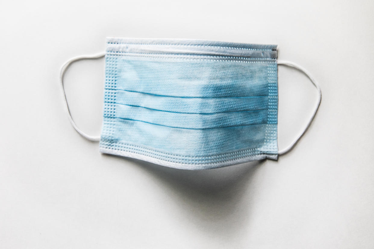A surgical mask.