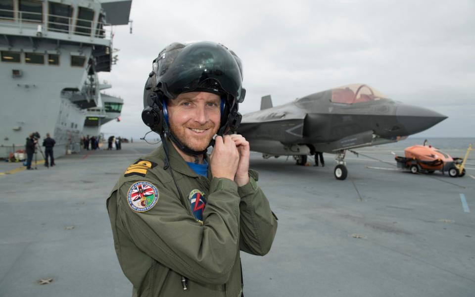 Pilot Commander Nathan Gray of the Royal Navy was first to land on the carrier deck -  Andy Stenning