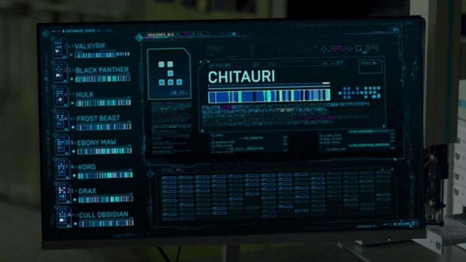 A computer screen with super being names listed from Secret Invasion