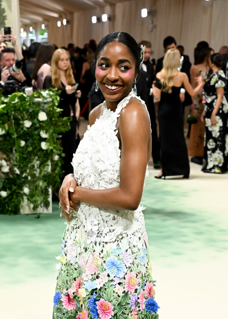 Ayo Edebiri at the 2024 Met Gala: "Sleeping Beauties: Reawakening Fashion" held at The Metropolitan Museum of Art on May 6, 2024 in New York City.