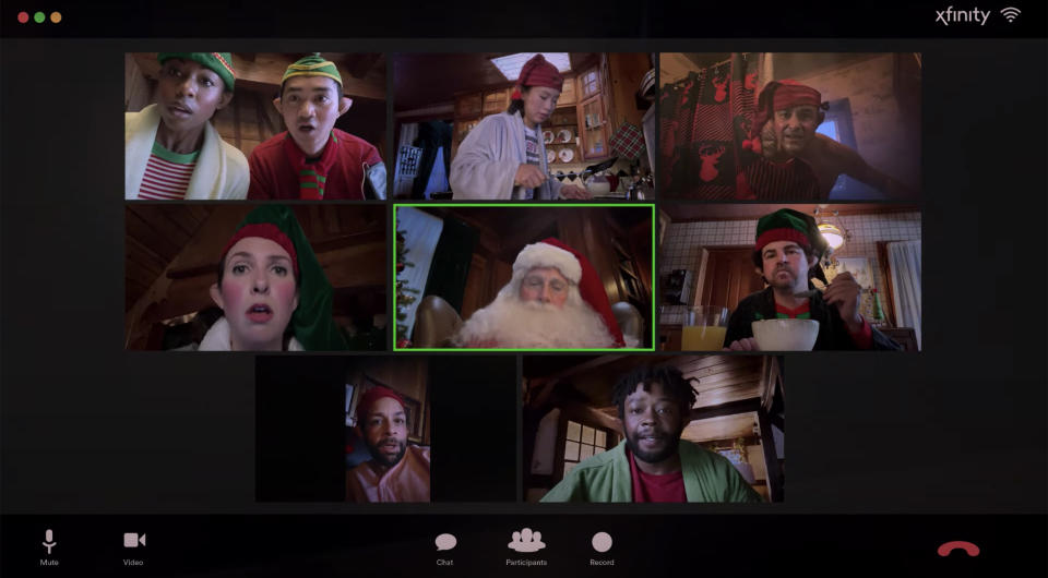 Even Santa and his elves have become well-versed in virtual calls.  (Xfinity / YouTube)