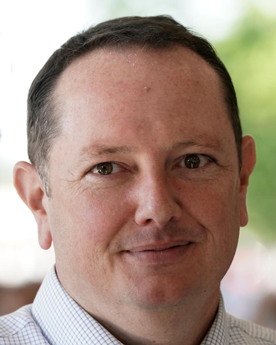 Republican candidate for Missouri's 7th Congressional District, Eric Burlison, attends the Governor's Ham Breakfast at the Missouri State Fair in Sedalia, Mo. Thursday, Aug. 18, 2022. (AP Photo/Charlie Riedel)