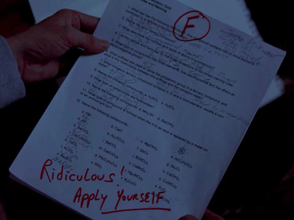 Jesse's exam on AMC's "Breaking Bad."