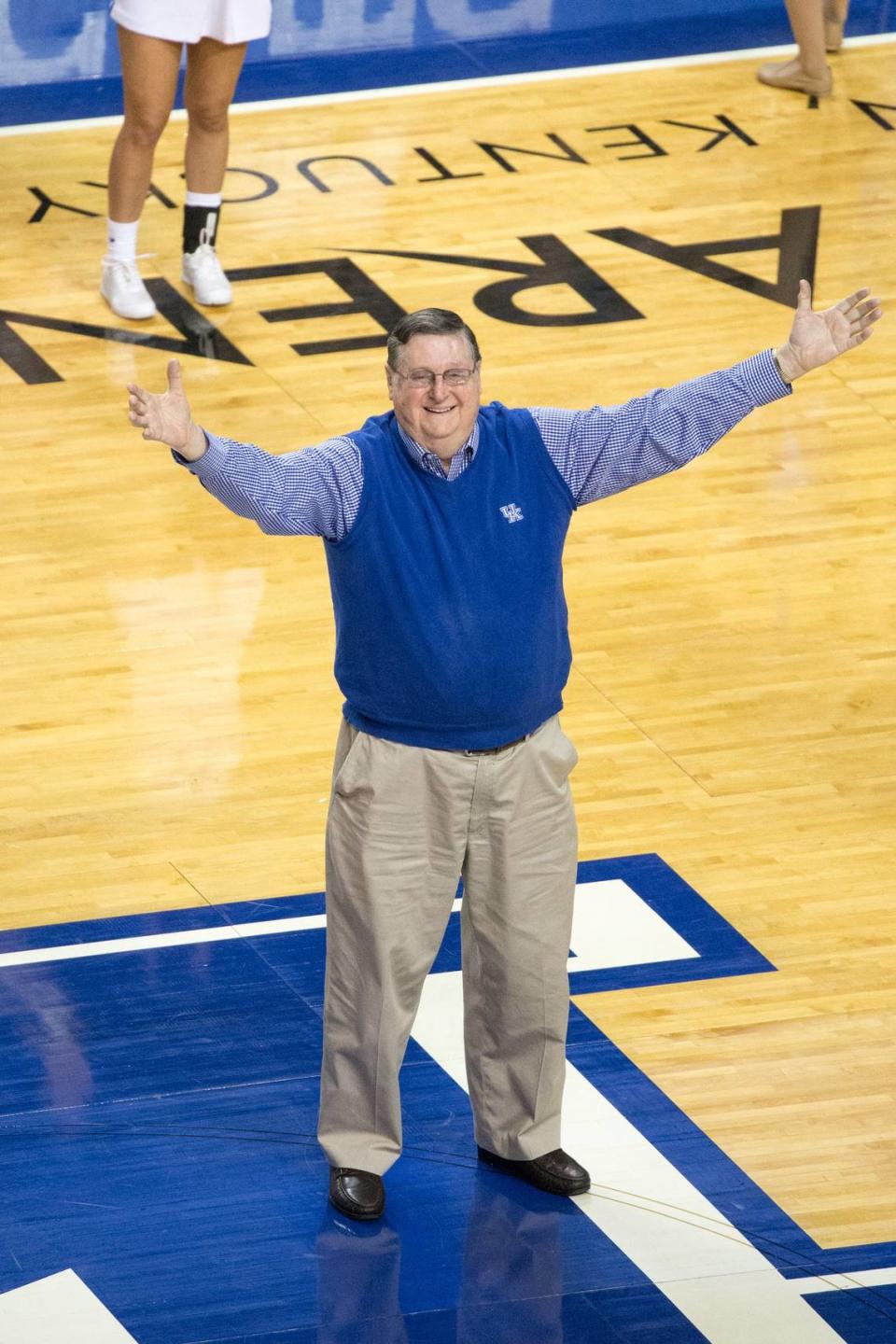 Joe B. Hall was the “Y” as the cheerleaders spelled Kentucky when UK beat LSU 94-77 in Rupp Arena in 2016.