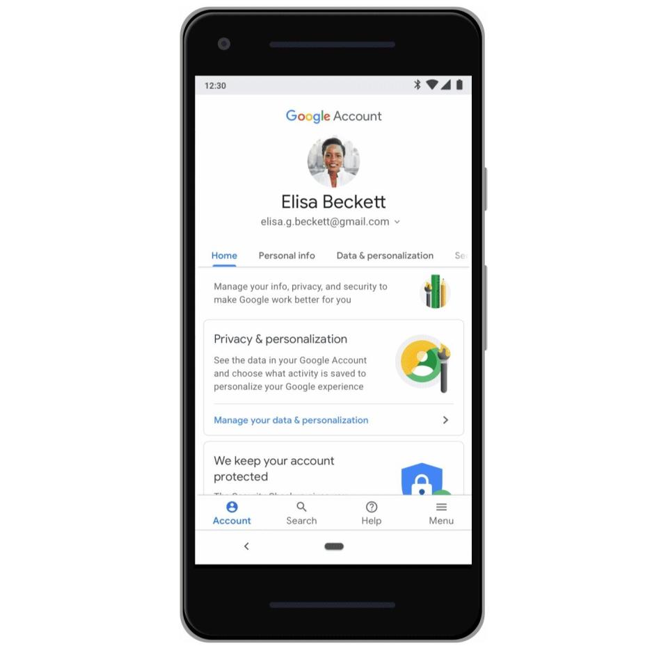 Google will soon let you access all of your data and security settings from one menu. (Image: Google)