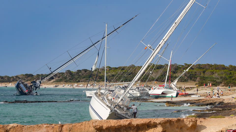 Ships stranded in Formentera, Spain, after last week's storm. - GIM/GTRES/Shutterstock