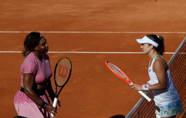 Serena Williams (left) and Nadia Podoroska