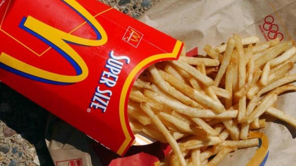 <p>Giving the people what they want...in 1992, McDonald’s released their famous super size fries and drink. The upside option stayed on the menu until 2004, as the fast-food chain strived for healthier food choices.</p>