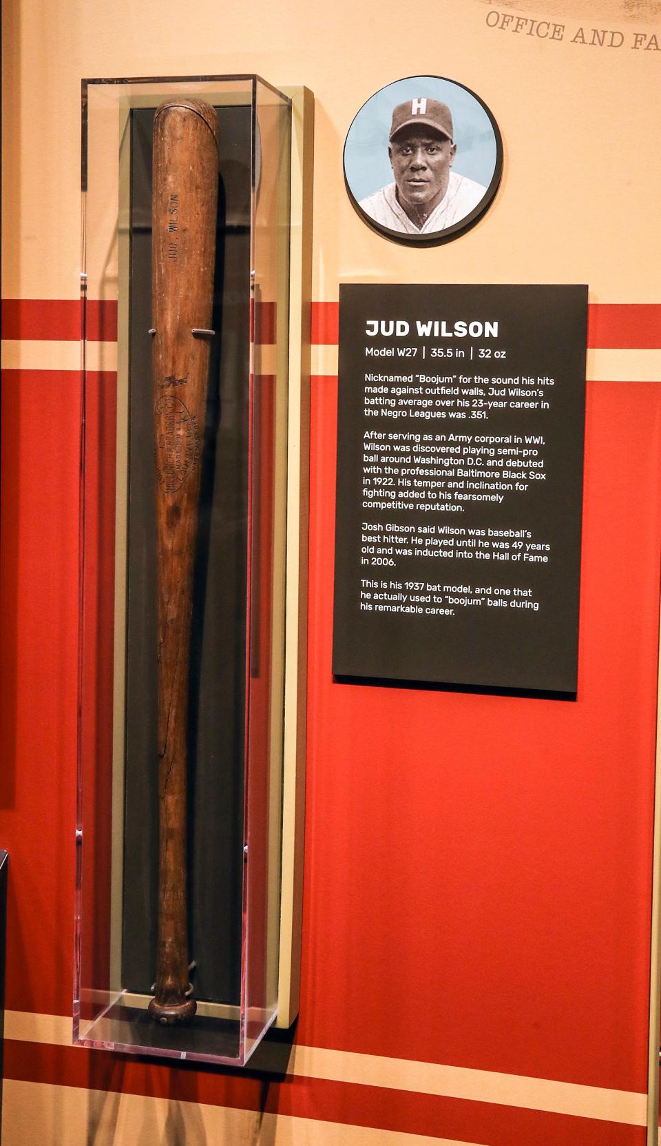 The Jud Wilson display at the Louisville Slugger Museum