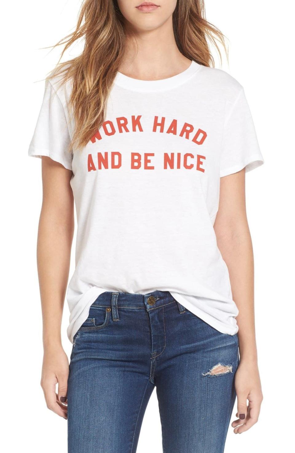 18) 'Work Hard' Graphic Tee for Women