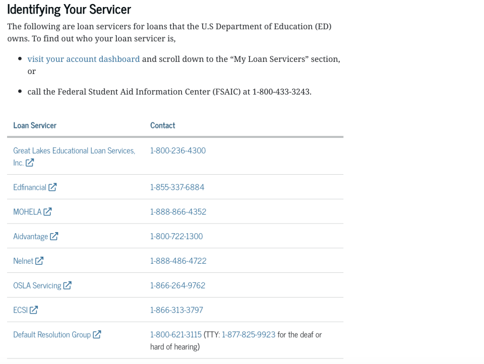 Loan service providers for the Federal Student Aid (FSA) program