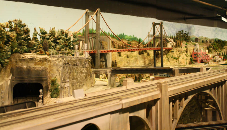 The Lions Gate Bridge. When trains roll over it the bridge moves a bit. After 67 years in the Liberty Village location, The Model Railroad Club of Toronto will be moving to make way for a condo.