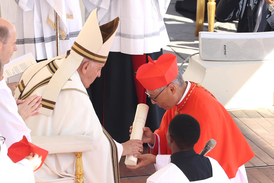 Pope Francis appoints as new cardinal Archbishop of Hong Kong Stephen Chow Sau-yan during the Ordinary Public Consistory for the Creation of new Cardinals at St. Peter's Square on September 30, 2023 in Vatican City, Vatican. / Credit: Franco Origlia via Getty Images