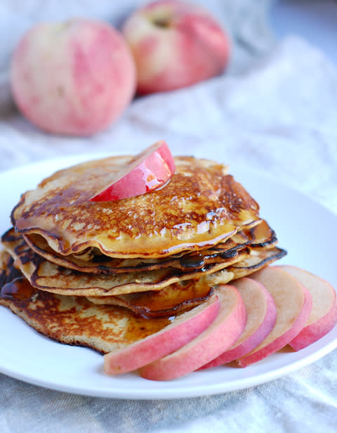 Gluten-free Quinoa Pancakes with Cinnamon and Peach