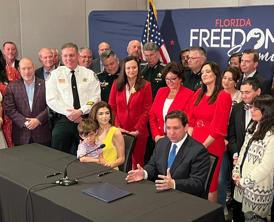 Florida Gov. Ron DeSantis is spending state money to score points as a presidential candidate.