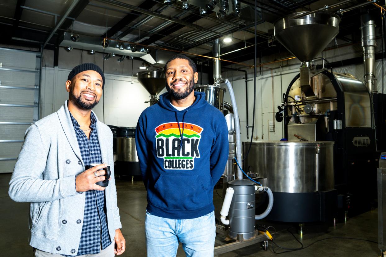 BLK & Bold co-founders Pernell Cezar and Rod Johnson inside their Des Moines distribution center.