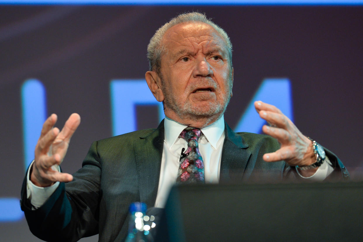 Lord Alan Sugar, Business Titan And Star Of The Apprentice UK, speaks at Pendulum Summit, World's Leading Business and Self-Empowerment Summit, in Dublin Convention Center. On Thursday, January 10, 2019, in Dublin, Ireland.   On Wednesday, 8 January 2020, in Dublin, Ireland. (Photo by Artur Widak/NurPhoto via Getty Images)