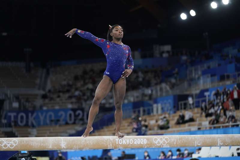 2021日本東京奧運：美國女子體操選手拜爾斯（AP）